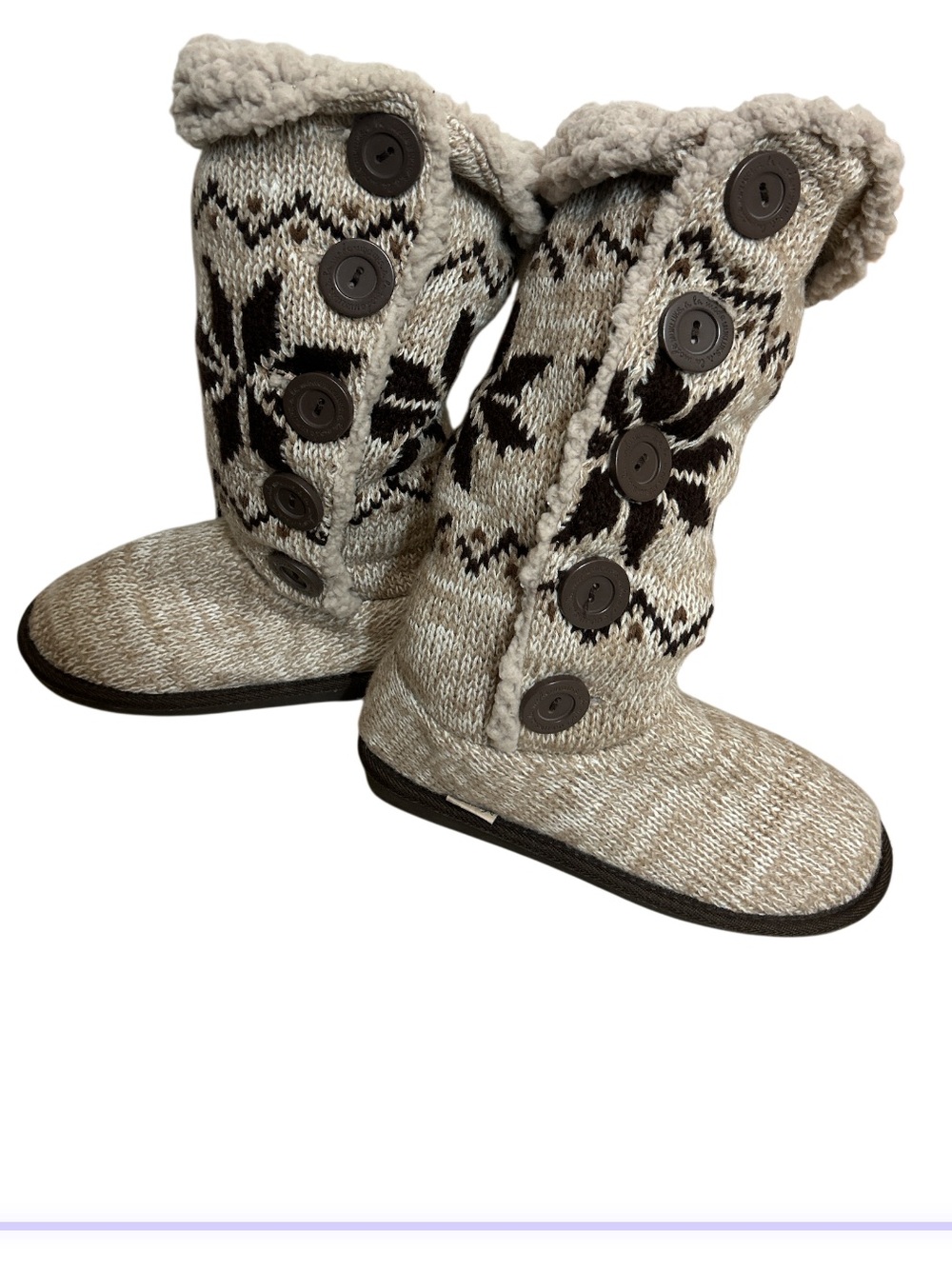 MUK LUKS Women's A La Mode Knitted Snowflake Boots Sherpa Lined Fair Isle Size 7 - Picture 3 of 6